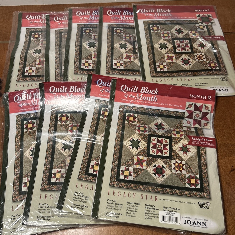 SET of 9/12 1998 Legacy Star QUILT Joann Fabrics Quilt Block Of the Month Kits
